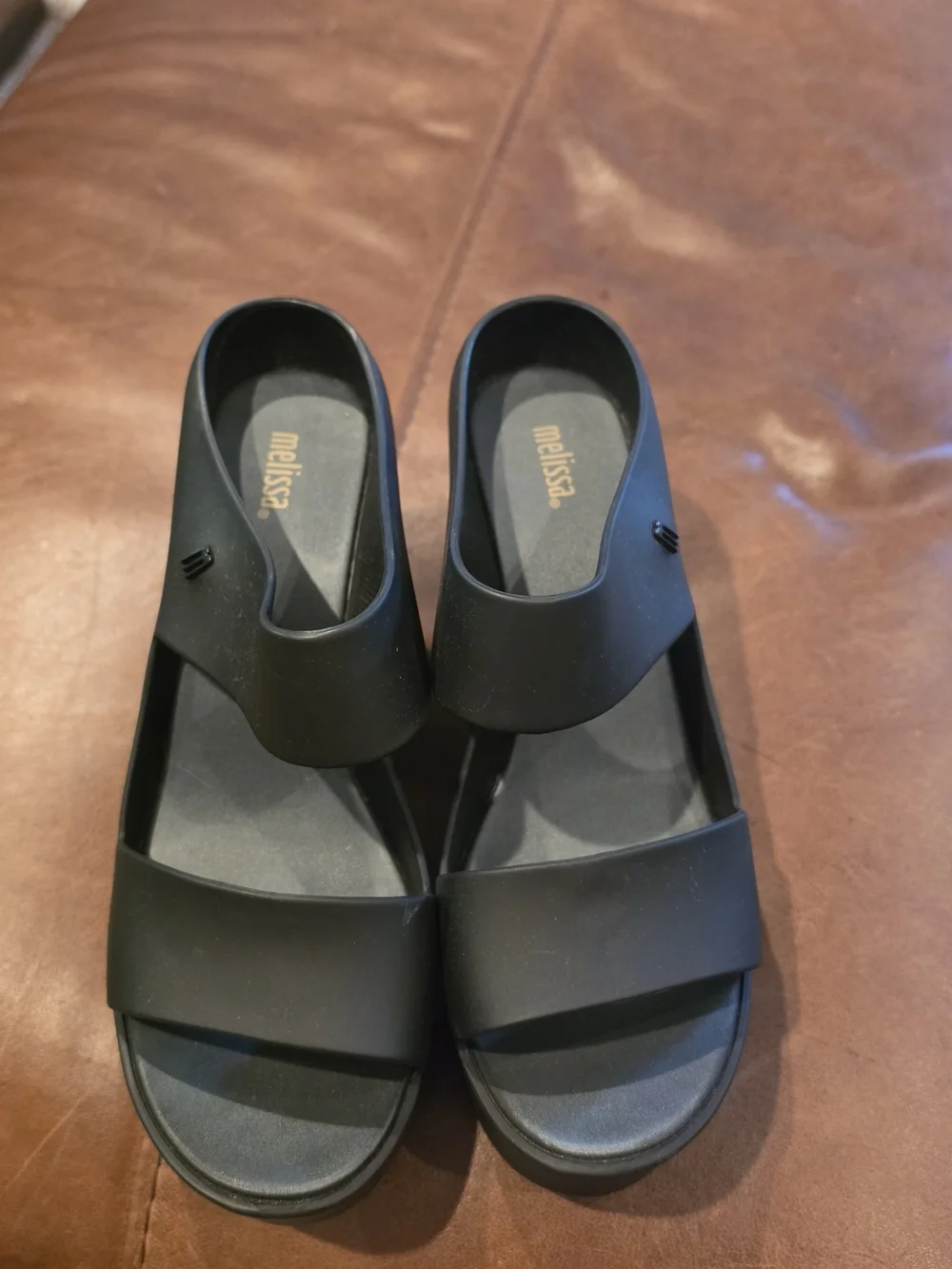 Melissa Black Platform Wedge Slide Sandals